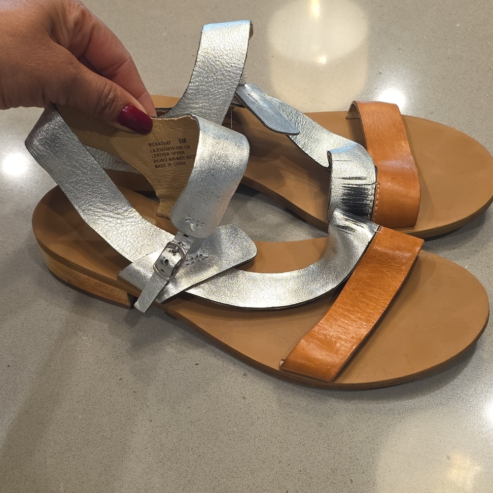 Latigo Silver and Tan Leather Sandals